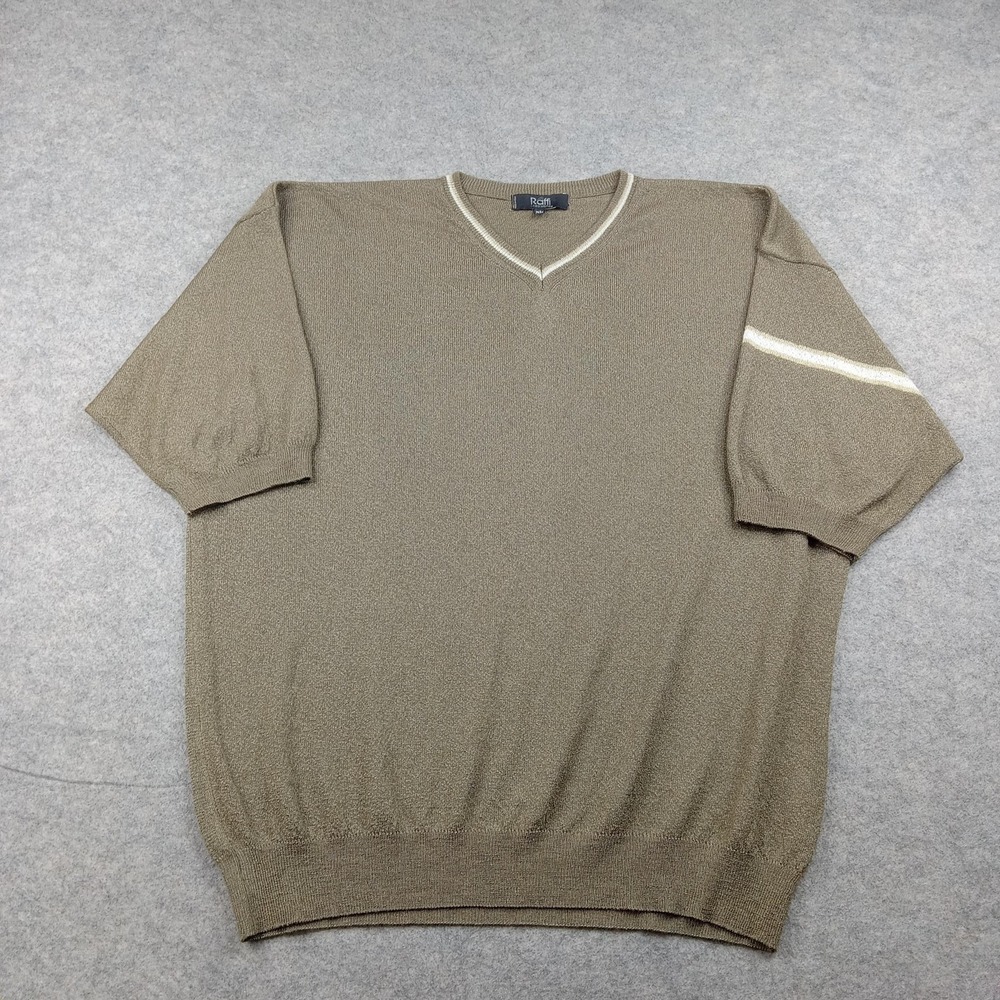 Raffi Sweater Mens XL Brown Acrylic V Neck Short Sleeve Knitβ Made In Italy